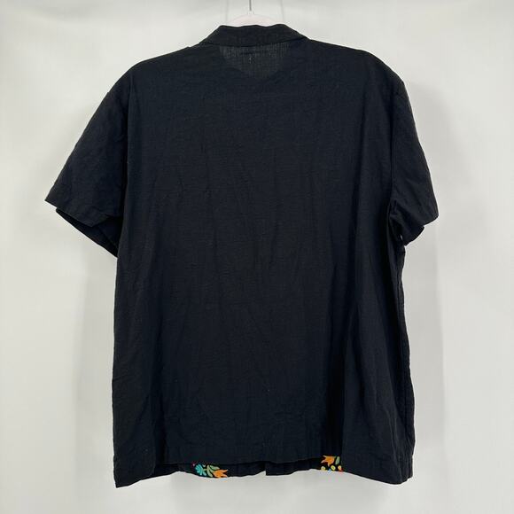 Mens Embroidered Floral Shirt Size L Resort Vacation Cruise Button Short Sleeve - Picture 2 of 7